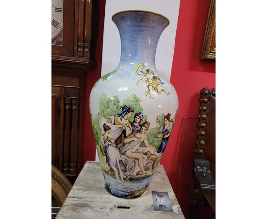 Grande vaso maiolica Scena classica Napoli fine '800 / primi '900