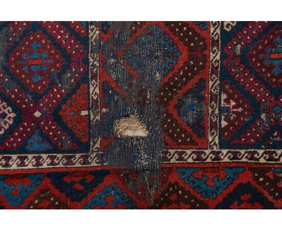 Frammento di antico tappeto KURDESTAN applicato su tela - n. 713 -