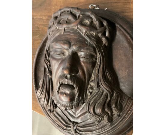 Antica scultura XVIII sec Cristo La passione  in noce 