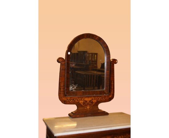 Comò Comoncino francese stile Carlo X con specchio del 1800