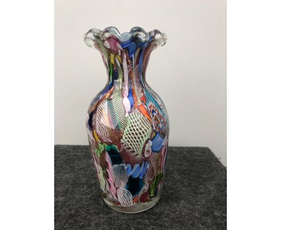 Glass vase with murrine, Dino Martens for Avem Murano.     