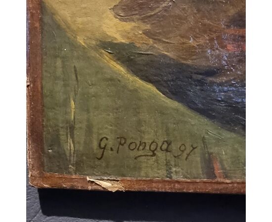 Olio su Tela Raffigurante Putti - Un'Elegante Opera d'Arte del 1897 firmato G.Ponga 