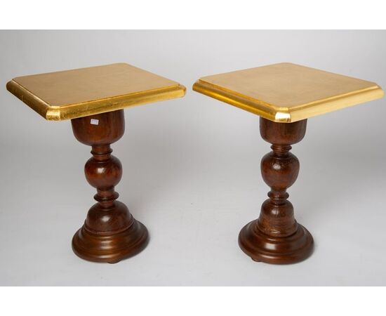 Coppia di tavolini con piano dorato - M/312 -