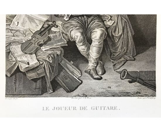 LE JOUEUR DE GUITARE - GODEFROY François - incisione a bulino