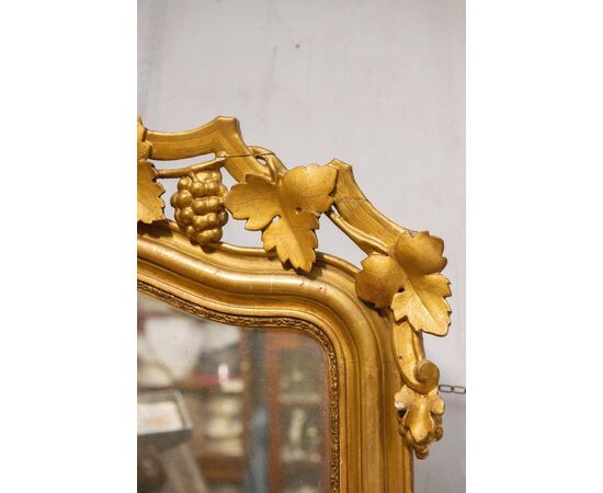Antique mirror in gilded wood with grapes - M / 1357 -     