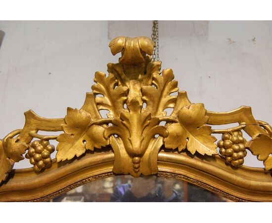Antique mirror in gilded wood with grapes - M / 1357 -     