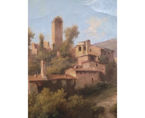 Dipinto paesaggio in Valnerina Umbria - Matteo Tassi Sec XIX