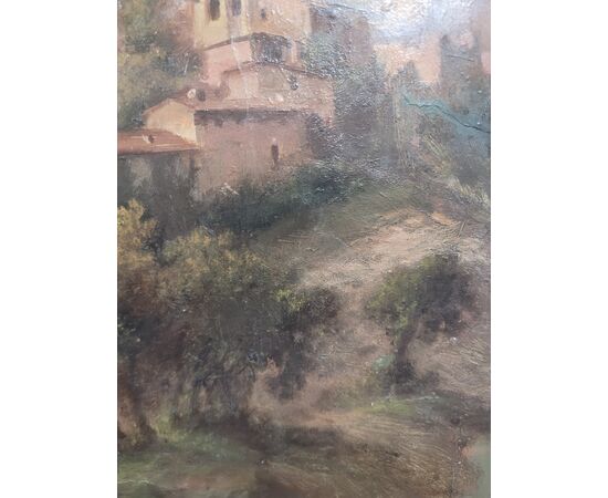 Dipinto paesaggio in Valnerina Umbria - Matteo Tassi Sec XIX