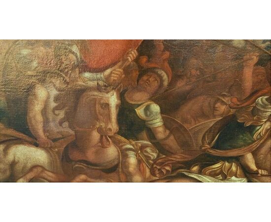 Olio Su Tela Fine XVI Secolo: La Battaglia Di Zama di Antonio Tempesta (1555-1630) Expertise Giancarlo Sestieri