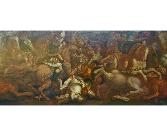 Olio Su Tela Fine XVI Secolo: La Battaglia Di Zama di Antonio Tempesta (1555-1630) Expertise Giancarlo Sestieri