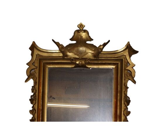 Specchiera italiana di inizio 1800 in legno dorato foglia oro 