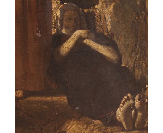 Italian painting from the 19th century, Saint Anthony the Abbot buries Saint Paul