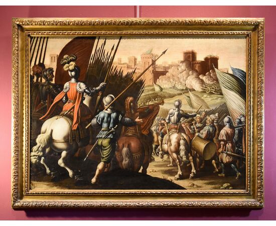 Scena di battaglia con castello sullo sfondo, Antonio Tempesta (Firenze 1555 - Roma 1630)