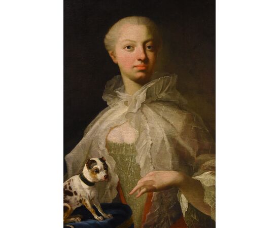Ritratto di nobildonna con cagnolino, Louis Michel van Loo (Toulon 1707– Parigi 1771)
