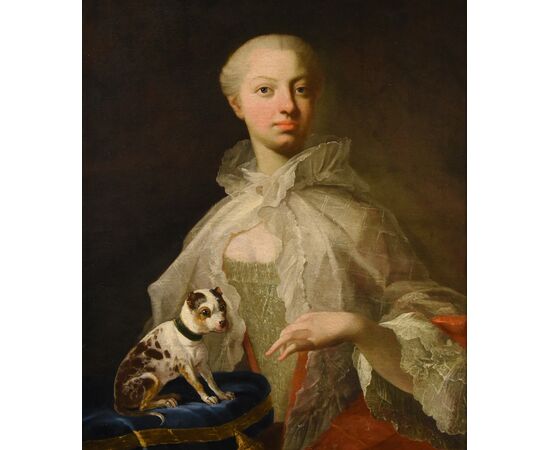 Ritratto di nobildonna con cagnolino, Louis Michel van Loo (Toulon 1707– Parigi 1771)