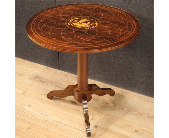 English side table in inlaid wood from the 20th century