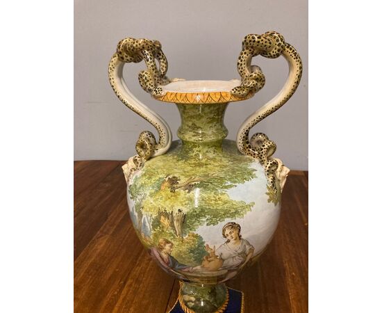 Antico enorme  vaso istoriato Ginori 1860. “ La Samaritana al pozzo “ cm 60 Qualità eccelsa