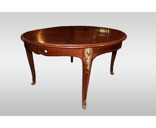 Tavolo ovale allungabile Luigi XV in mogano del 1800
