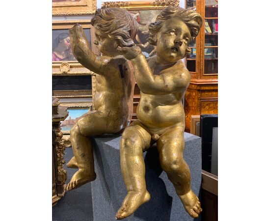 Pair of Angels in gilded wood.     
