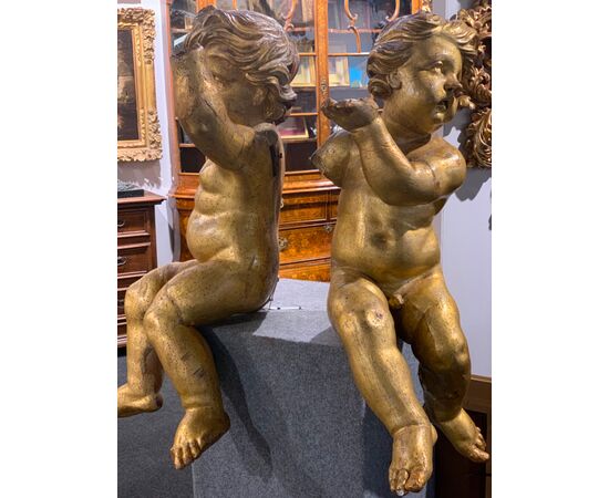Pair of Angels in gilded wood.     