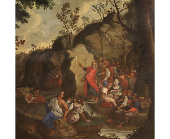 Quadro del XVIII secolo, Mosè fa scaturire l'acqua dalla roccia