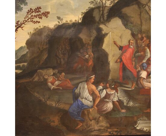 Quadro del XVIII secolo, Mosè fa scaturire l'acqua dalla roccia