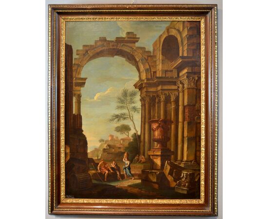 Capriccio con rovine architettoniche e figure, Pierre-Antoine Demachy, dipinto olio su tela