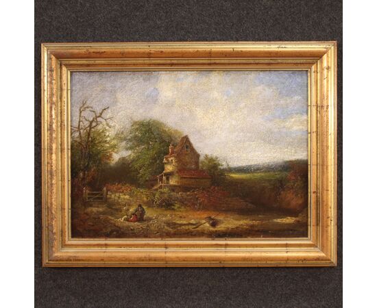 American painting landscape signed and dated 1854