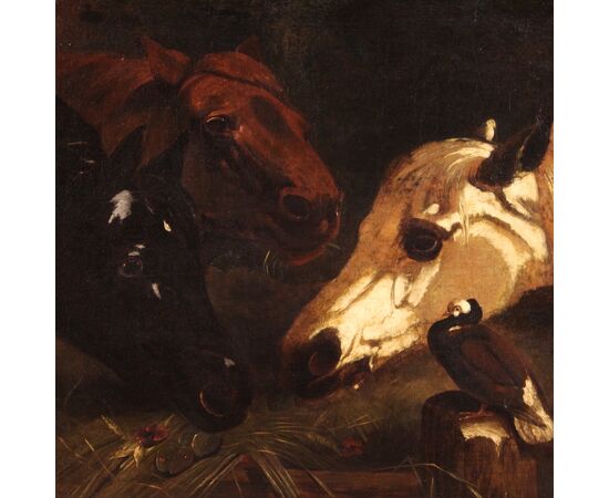 Dipinto italiano con cavalli della prima metà del XIX secolo