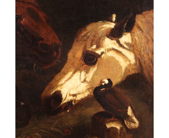 Dipinto italiano con cavalli della prima metà del XIX secolo