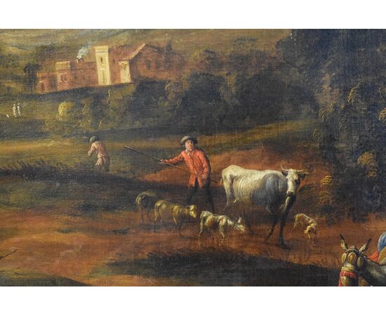 Oil on canvas, Roman landscape     