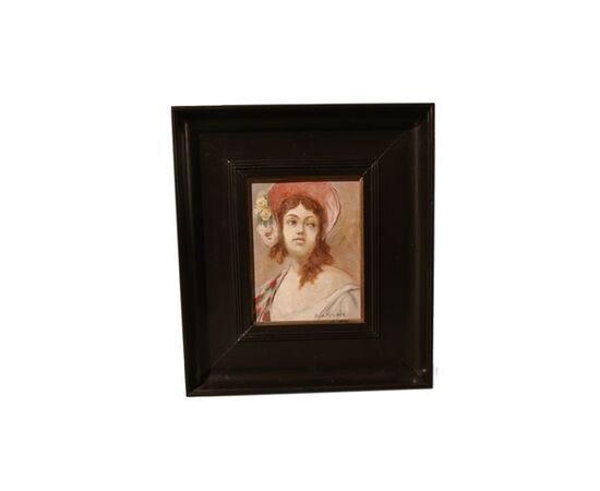 Dipinto olio su tavola "Ritratto di Donna" del 1800