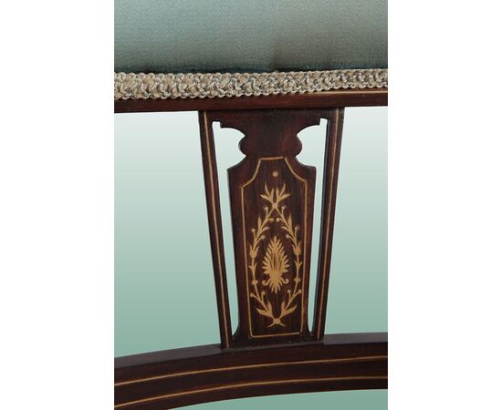 Coppia di poltroncine inglesi del 1800 stile Vittoriano con bellissimo intarsio