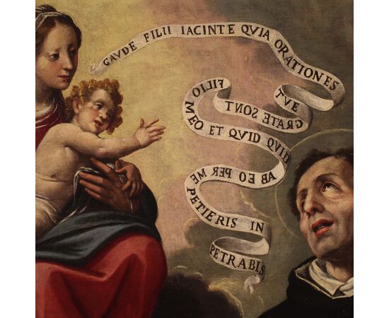 Italian religious painting from the 17th century, Apparition of the Virgin to Saint Hyacinth