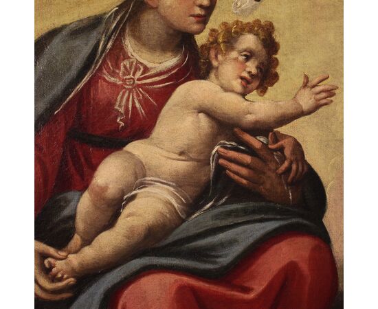 Italian religious painting from the 17th century, Apparition of the Virgin to Saint Hyacinth