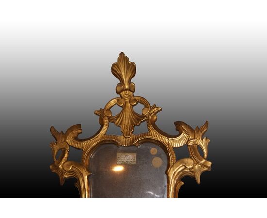 Stupenda piccola specchiera italiana del 1700 dorata foglia oro