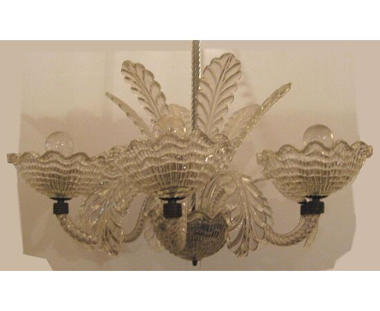Lampadario in vetro di Murano anni 40 stile Barovier