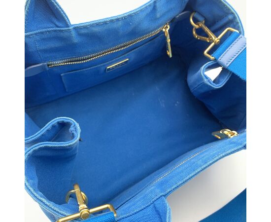 PRADA Borsa Shopper in Tela Col. Blu Canapa M