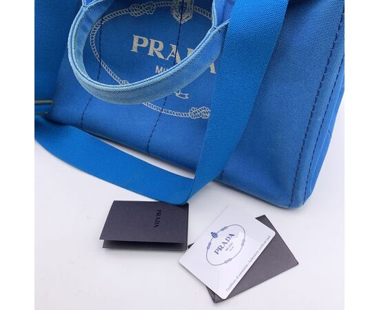 PRADA Borsa Shopper in Tela Col. Blu Canapa M