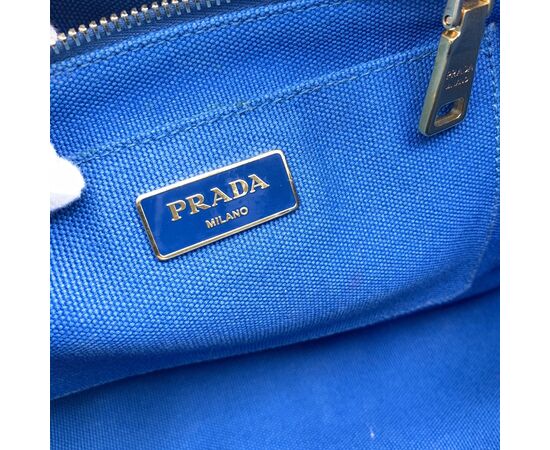 PRADA Borsa Shopper in Tela Col. Blu Canapa M