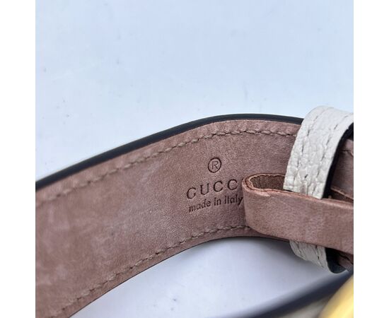 GUCCI Bracciale in Pelle Col. Bianco GG Marmont Bracelet