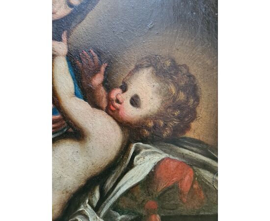 “MADONNA AND BABY JESUS” 17th century Emilian school, follower of Correggio.     