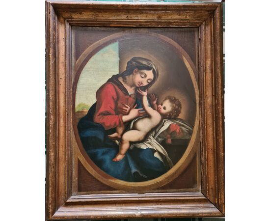 Scuola Emiliana del XVII secolo seguace del Correggio. “Madonna con Gesù Bambino”