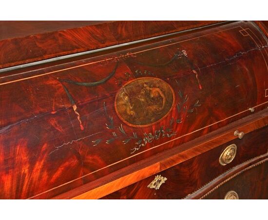 Grande Cassettone a rullo olandese di fine 700 dipinto Vernis Martin