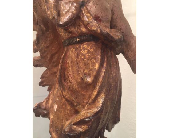 Sculpture of St. John the Baptist in gilded and polychrome wood of the eighteenth century     