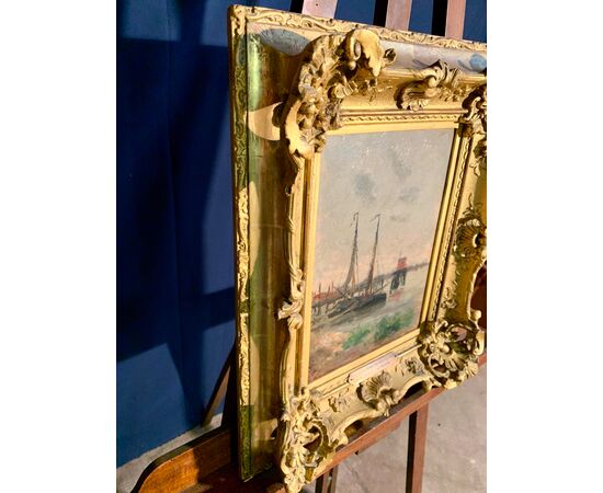 PAINTING PAINTING BOATS SIGNED ROMAIN STEPPE - XIX CENTURY     