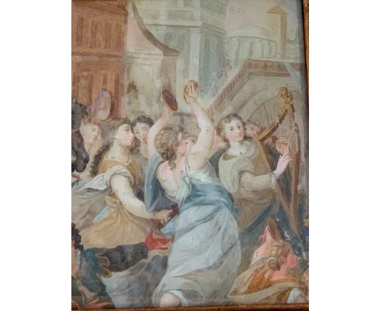 PAINTING UNDER GLASS (FIXÈ SOUS VERRE) - &quot;ALLEGORY OF THE GLORY OF ROME&quot; - XVIII CENTURY     