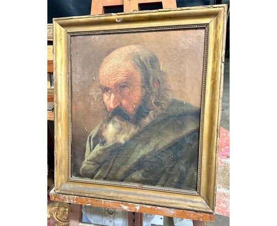 Quadro olio su tela "Ritratto di un uomo anzianocon la barba" - Neoclassico