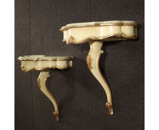 Pair of nightstands in lacquered and silvered wood
