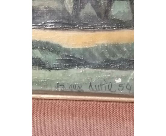 Jacques Dutil - Paesaggio espressionista del 1959 - Dipinto firmato